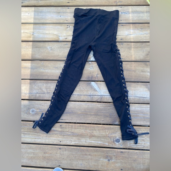 Topshop LACE UP SIDE SLIM Leggings in Black PANTS US 6 - Picture 4 of 6